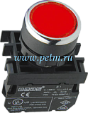 B102DK, Нажимная кнопка красная BDK (d=22мм) с адаптером BA и 2-мя блок-контактоми B1+B2(старт+стоп)