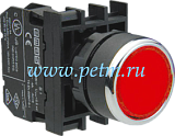 B101DK, Нажимная кнопка красная BDK (d=22мм) с адаптером BA и 2-мя блок-контактоми B1(старт)