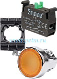 CM100DS Нажимная кнопка металлическая жёлтая CMDS d=22мм IP65 с адаптером CA и блок-контактом C1