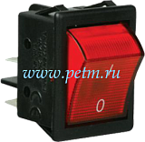 A14K, Кнопка-тумблер красная "ON-OFF" с подсветкой, 16А/250V AC