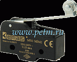 MN1MiM2 Минивыключатель с металлическим роликом на длинном рычажке(1 перекидной контакт), 10A/440V 