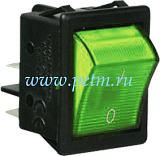 A14Y, Кнопка-тумблер зелёная "ON-OFF" с подсветкой, 16А/250V AC
